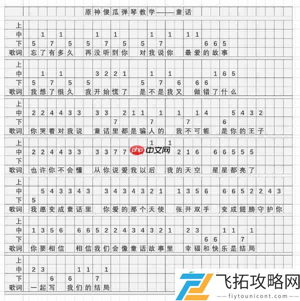 童话琴谱一览