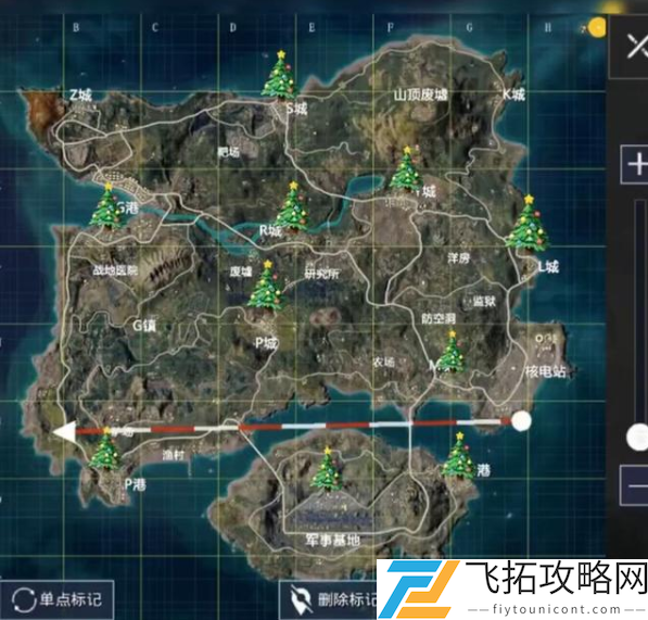 和平精英冰雪模式圣诞树位置分布图