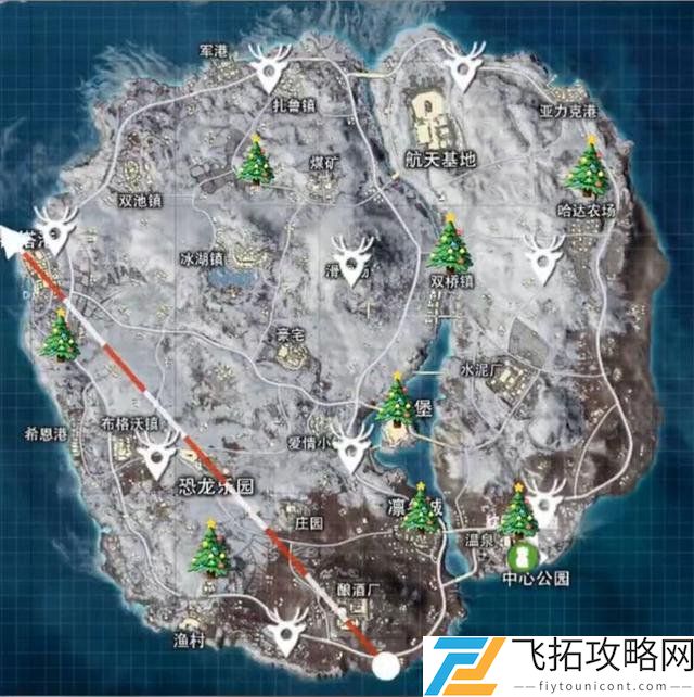 和平精英冰雪模式圣诞树位置分布图