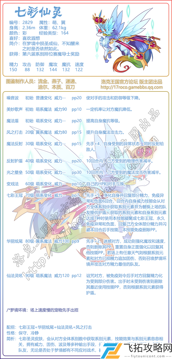 洛克王国七彩仙灵技能表
